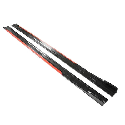 Universal 8-Piece Gloss Black With Red Trim Side Skirts Extensions