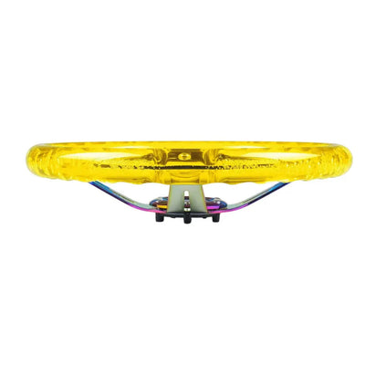 Universal Yellow  Acrylic JDM Drift Style Racing Steering Wheel - Neo Chrome Face (350mm)