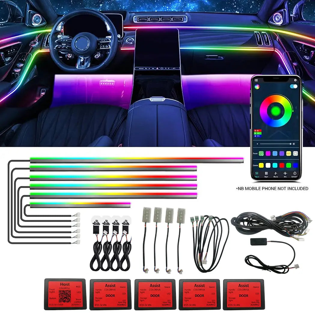 Universal Car Interior RGB Ambient Lighting Kit - App Controlled