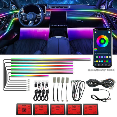 Universal Car Interior RGB Ambient Lighting Kit - App Controlled
