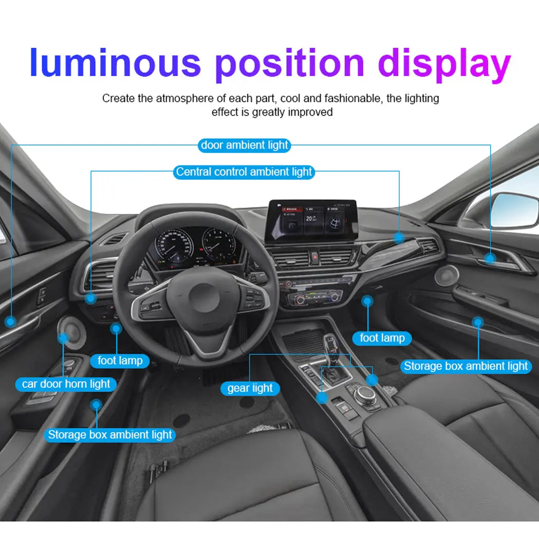 Universal Car Interior RGB Ambient Lighting Kit - App Controlled