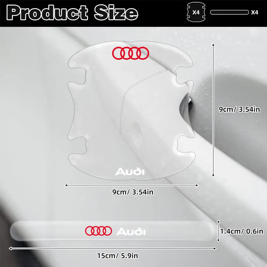 Universal Audi Transparent Silicone Door Handle Cover Protector Set (8pc)