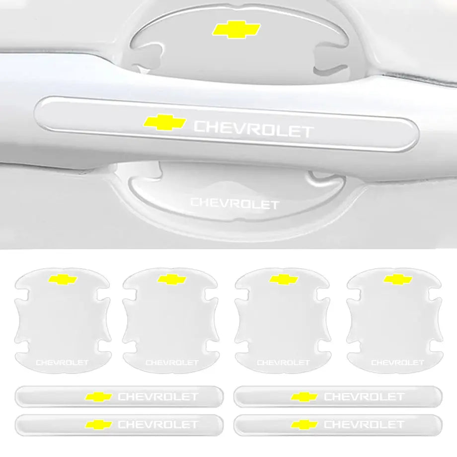 Universal Chevrolet Transparent Silicone Door Handle Cover Protector Set (8pc)