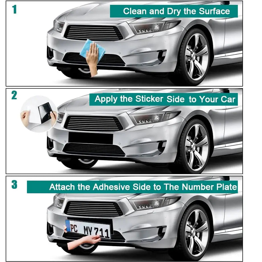 Universal Stick-On Velcro Number Plate Holder 4-Piece Set