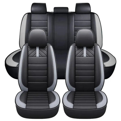 Universal Premium Luxury Car Seat Covers - Front & Rear Full Set (Black & Grey)
