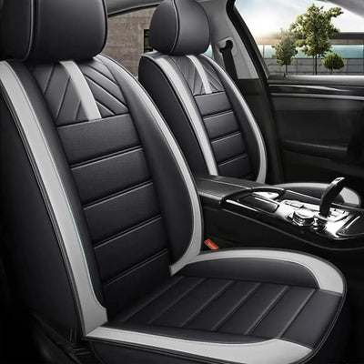 Universal Premium Luxury Car Seat Covers - Front & Rear Full Set (Black & Grey)