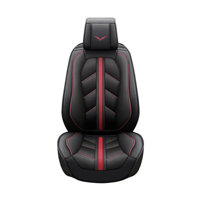 Universal Premium Luxury Car Seat Covers - Front & Rear Full Set (Black & Red)