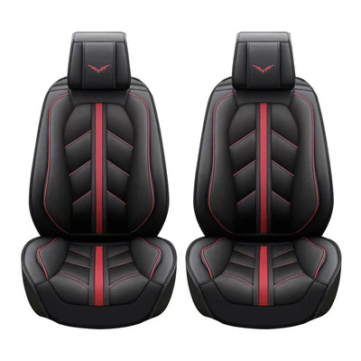 Universal Premium Luxury Car Seat Covers - Front & Rear Full Set (Black & Red)