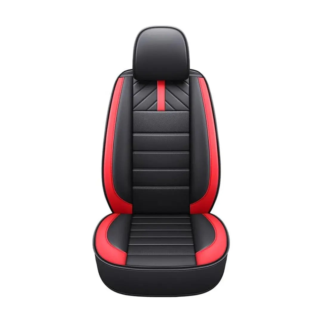 Universal Premium Luxury Car Seat Covers - Front & Rear Full Set (Black & Red)