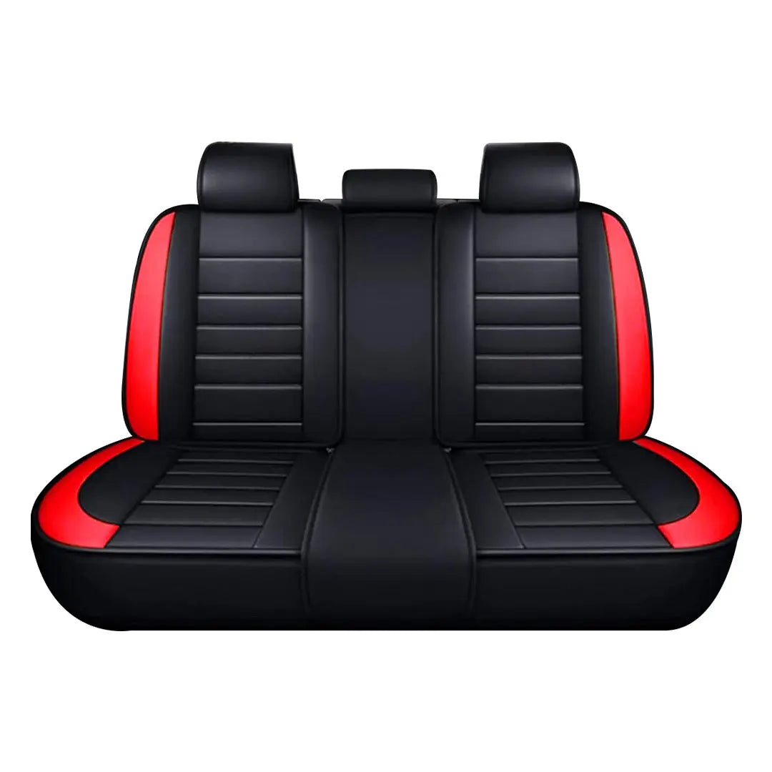 Universal Premium Luxury Car Seat Covers - Front & Rear Full Set (Black & Red)
