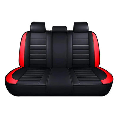 Universal Premium Luxury Car Seat Covers - Front & Rear Full Set (Black & Red)