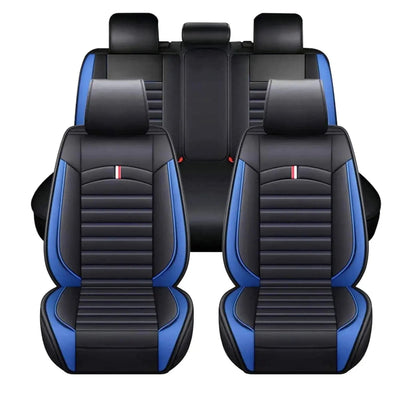 Universal Premium Luxury Car Seat Covers - Front & Rear Full Set (Black & Blue)
