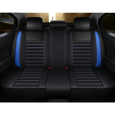 Universal Premium Luxury Car Seat Covers - Front & Rear Full Set (Black & Blue)