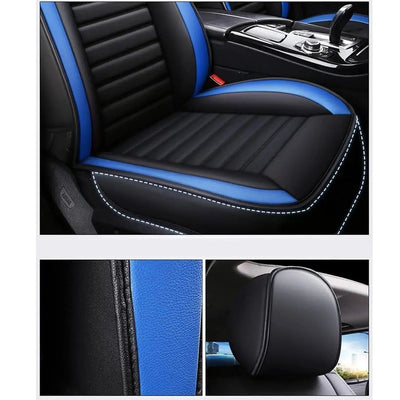 Universal Premium Luxury Car Seat Covers - Front & Rear Full Set (Black & Blue)