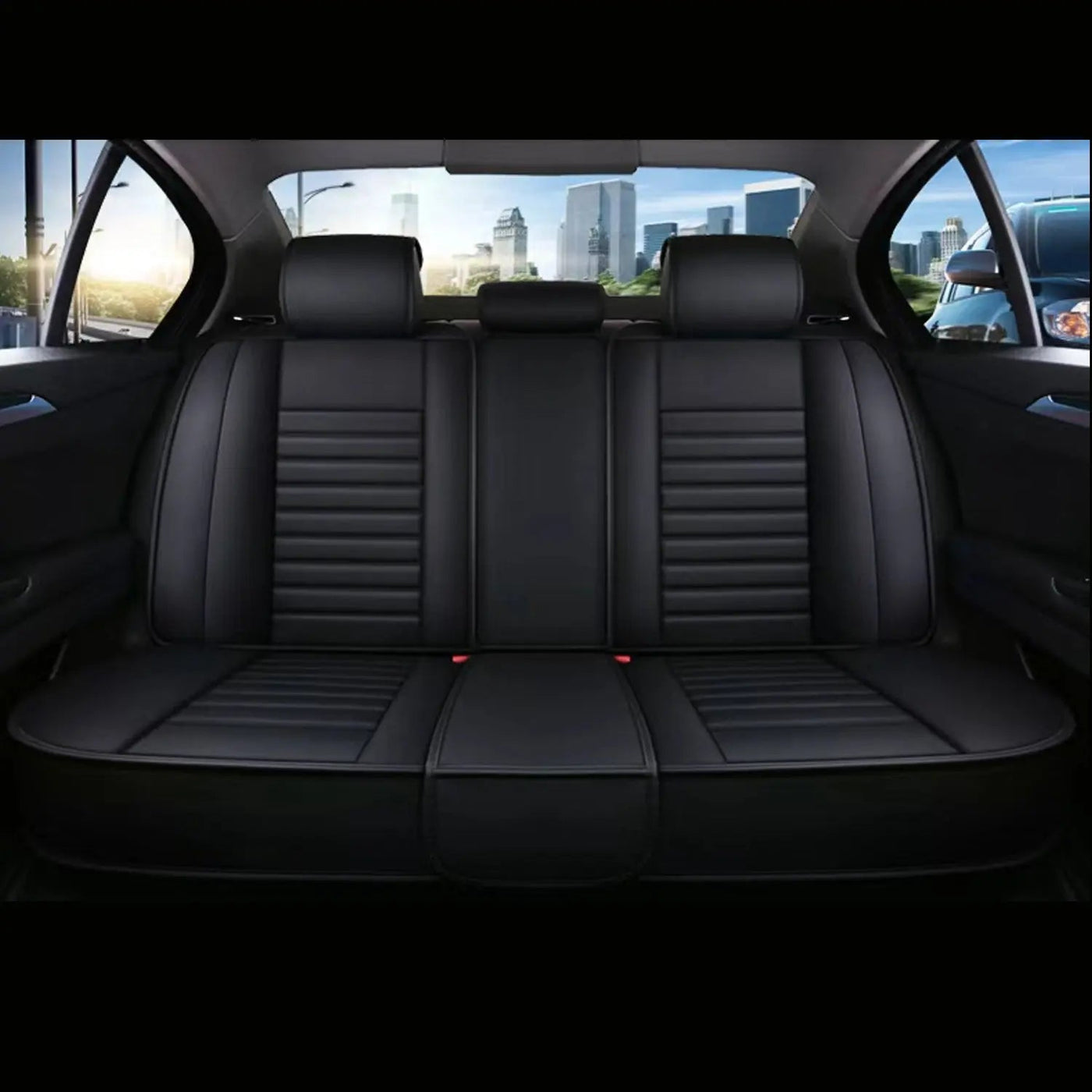 Universal Premium Luxury Car Seat Covers - Front & Rear Full Set (Black)