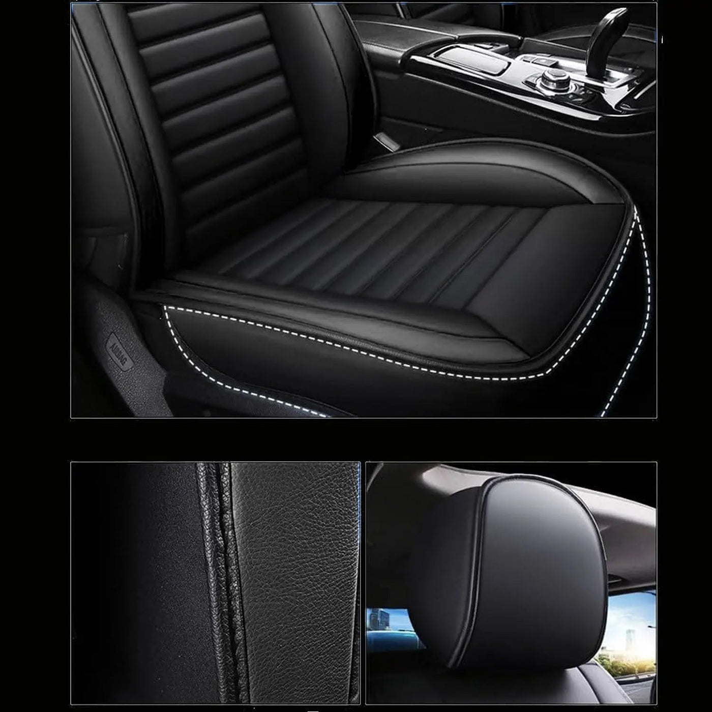 Universal Premium Luxury Car Seat Covers - Front & Rear Full Set (Black)