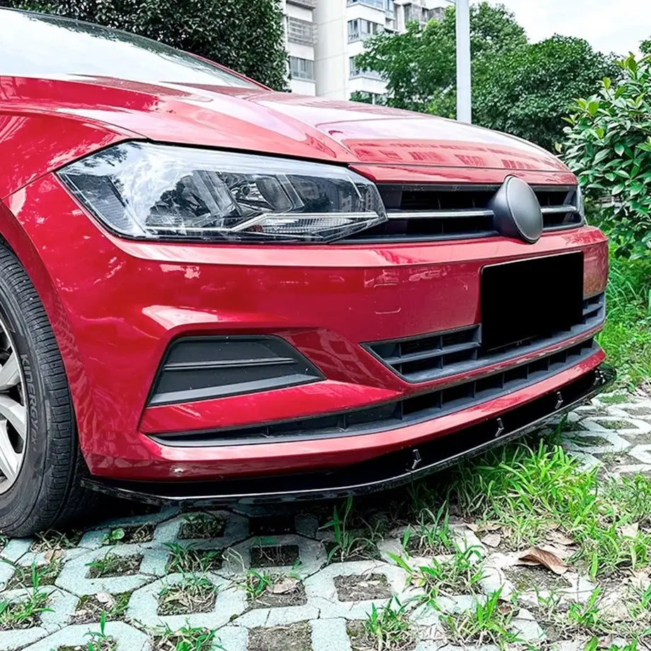 VW Polo 8 AW (18-22) 3-Piece Maxton Style Gloss Black Front Spoiler