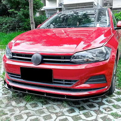 VW Polo 8 AW (18-22) 3-Piece Maxton Style Gloss Black Front Spoiler