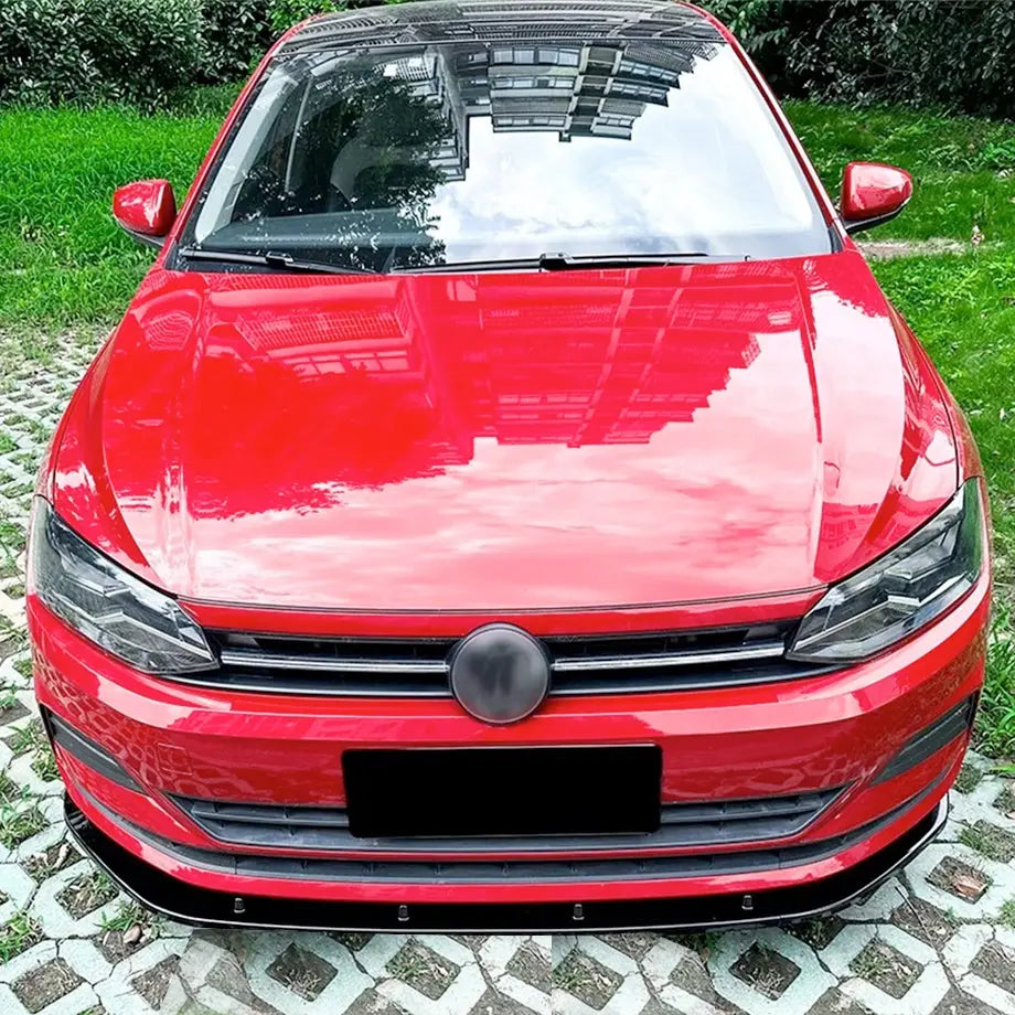VW Polo 8 AW (18-22) 3-Piece Maxton Style Gloss Black Front Spoiler