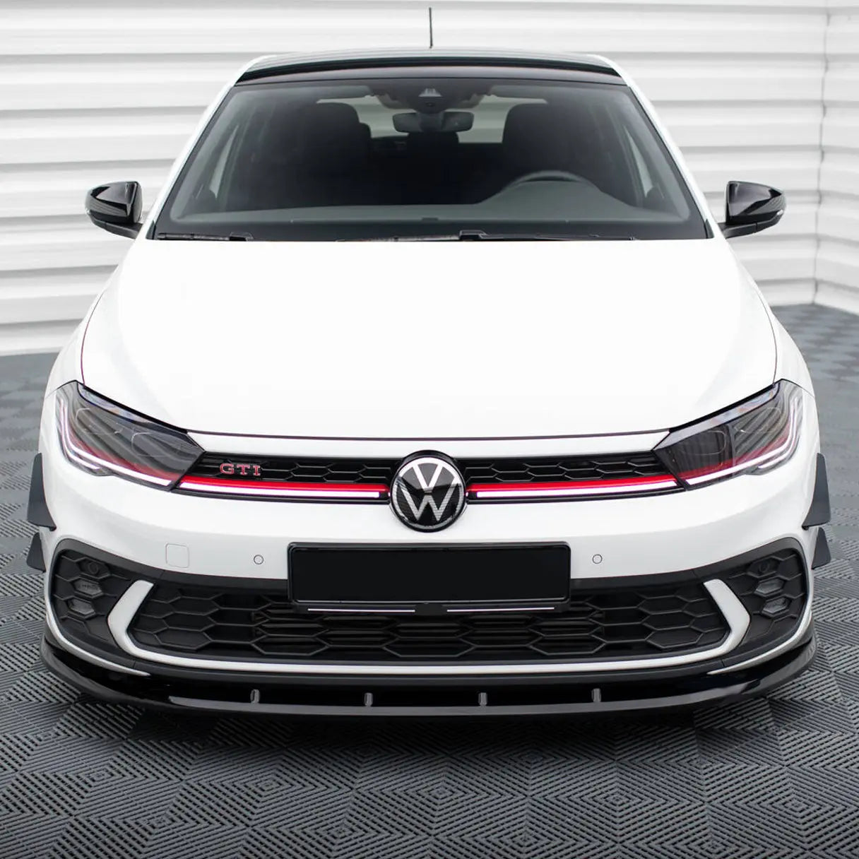 VW Polo 8 Life (23-On) 3-Piece Maxton Style Gloss Black Front Spoiler