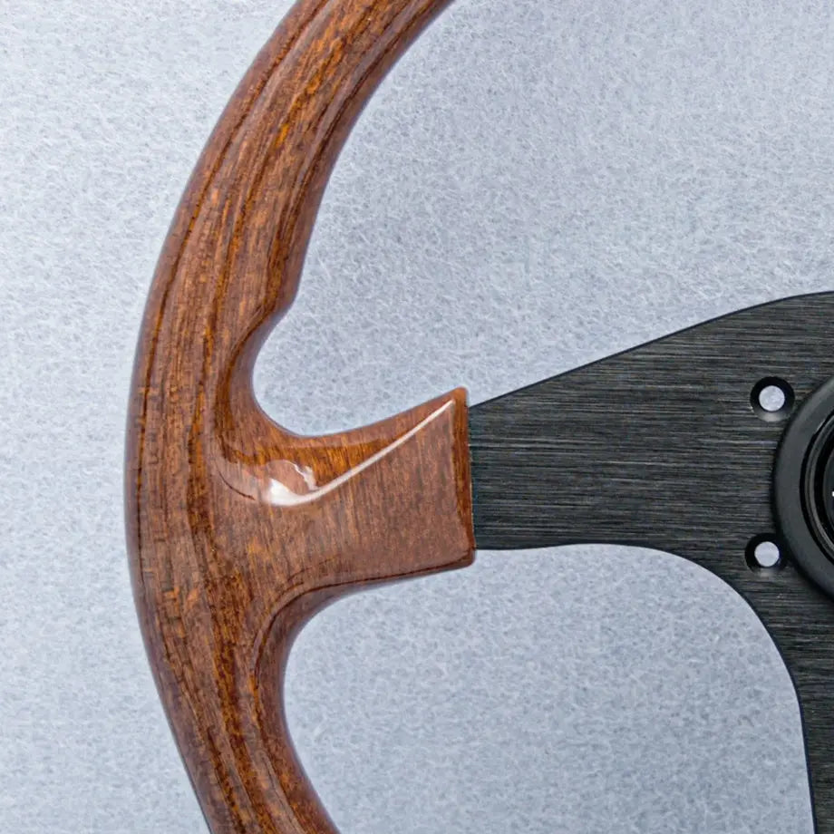 Wood Grain Look Racing Style Steering Wheel (350mm)
