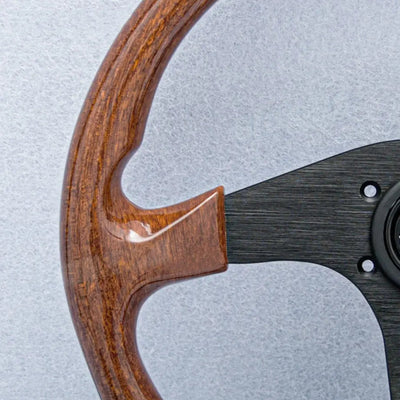 Wood Grain Look Racing Style Steering Wheel (350mm)