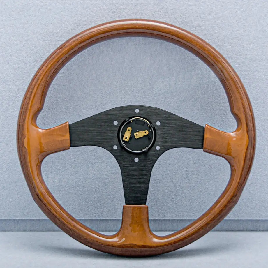 Wood Grain Look Racing Style Steering Wheel (350mm)