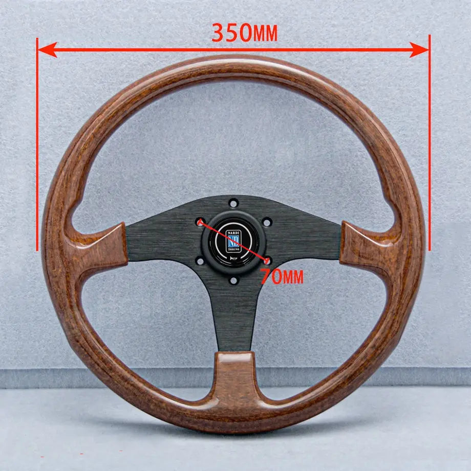 Wood Grain Look Racing Style Steering Wheel (350mm)