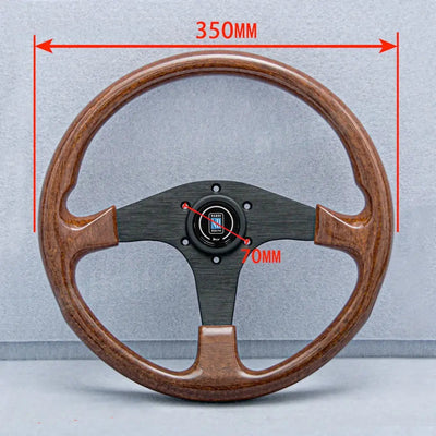 Wood Grain Look Racing Style Steering Wheel (350mm)