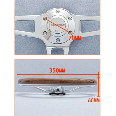Genuine Wood Grain Racing Style Steering Wheel (350mm)