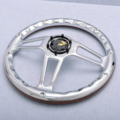 Genuine Wood Grain Racing Style Steering Wheel (350mm)