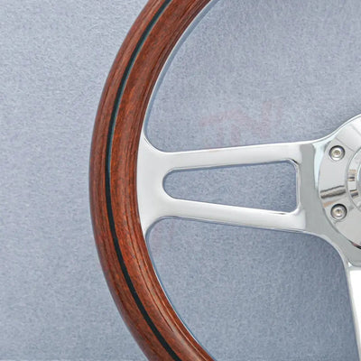 Genuine Wood Grain Racing Style Steering Wheel (350mm)