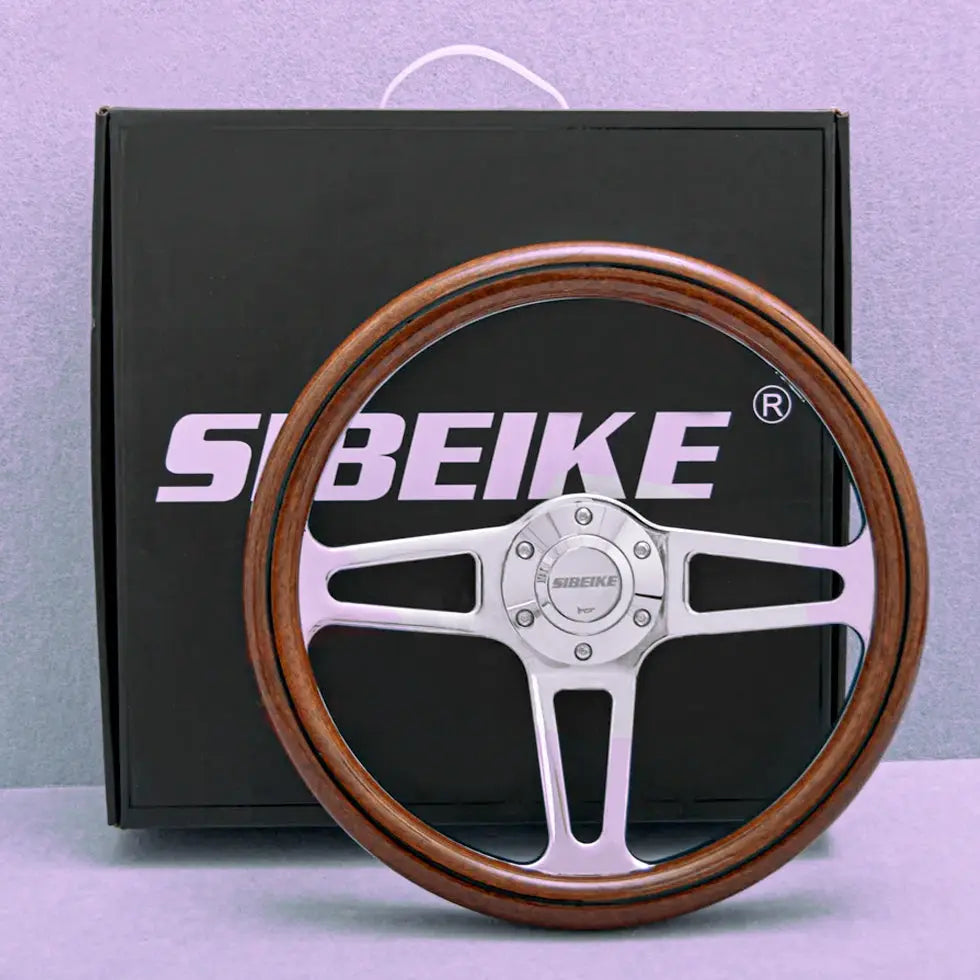 Genuine Wood Grain Racing Style Steering Wheel (350mm)