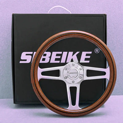 Genuine Wood Grain Racing Style Steering Wheel (350mm)