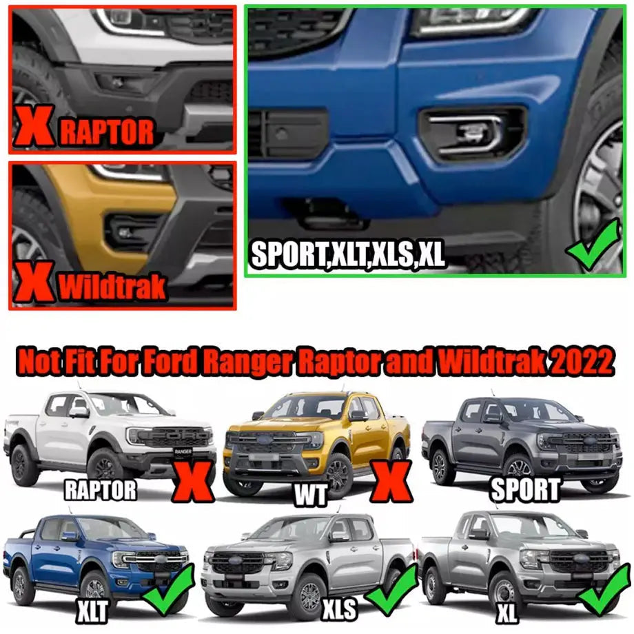 Suitable To Fit - Ranger Next Gen XL / XLT (22-On) Fog Lights & Covers With Wiring