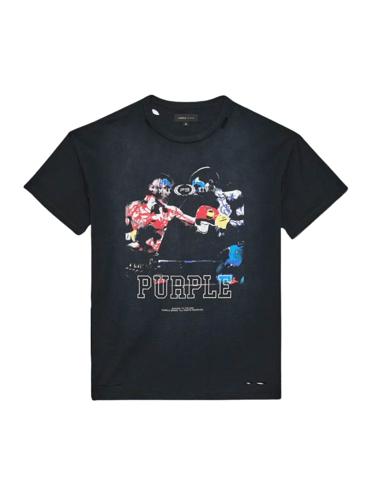 Purple T-Shirt Graphic Print Logo Black