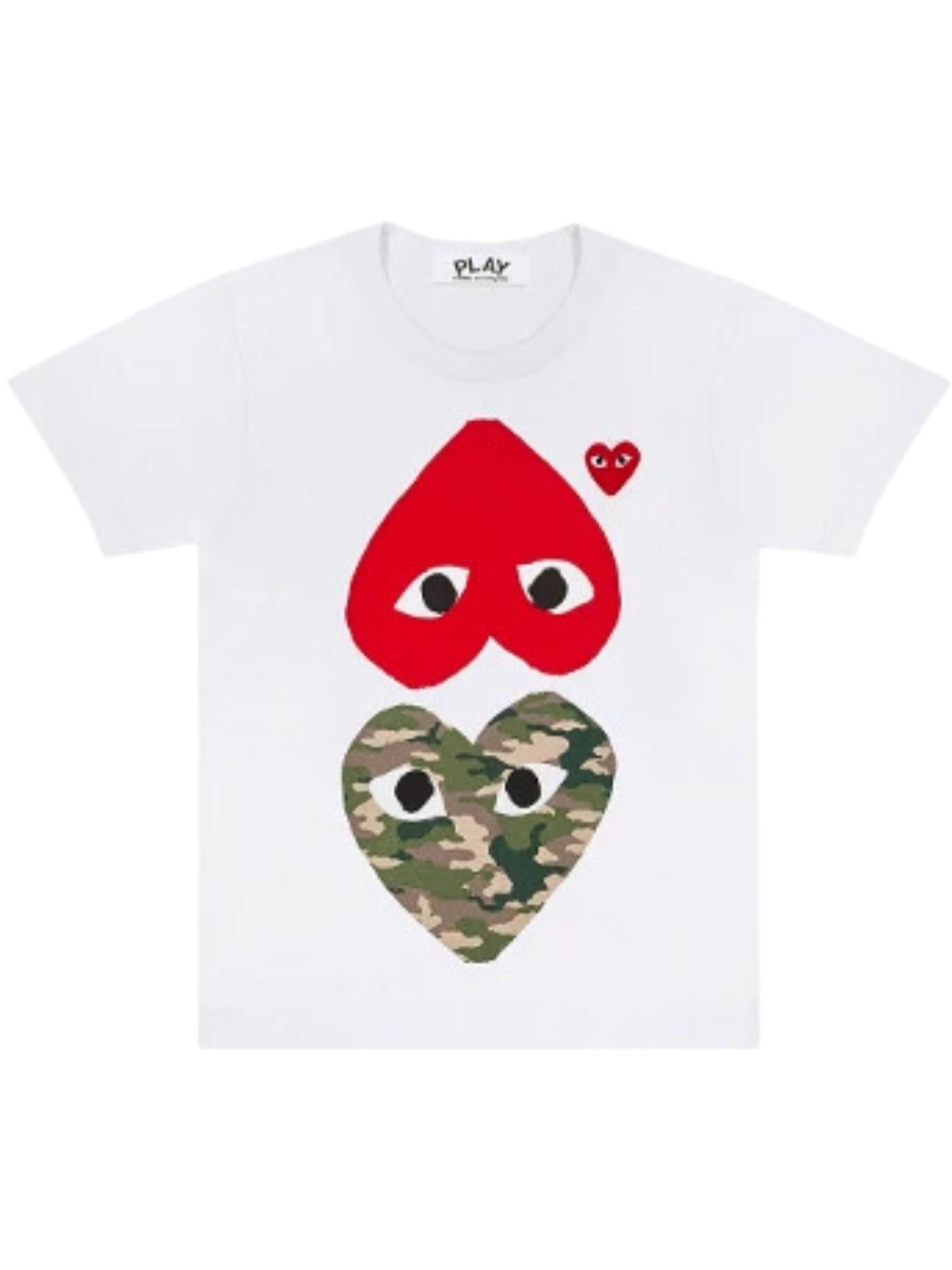 Comme Des Garcons T-Shirt Mirror Heart Camo-Red-White