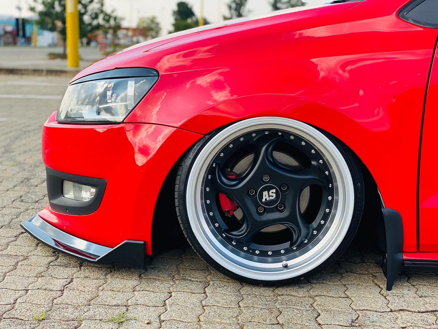 NEW IMPROVED VW POLO 6/ POLO 7 TSI VIVO 3pce NEW PLASTIC GLOSS BLACK FRONT SPOILER