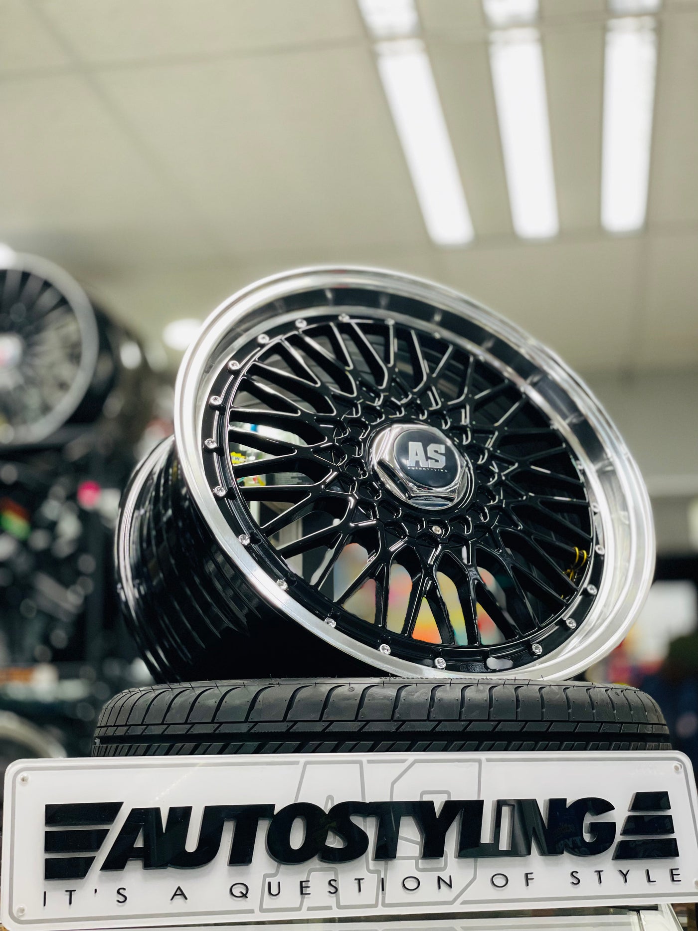 17” AS- 508 BBS STYLE MESH  BLACK wheels