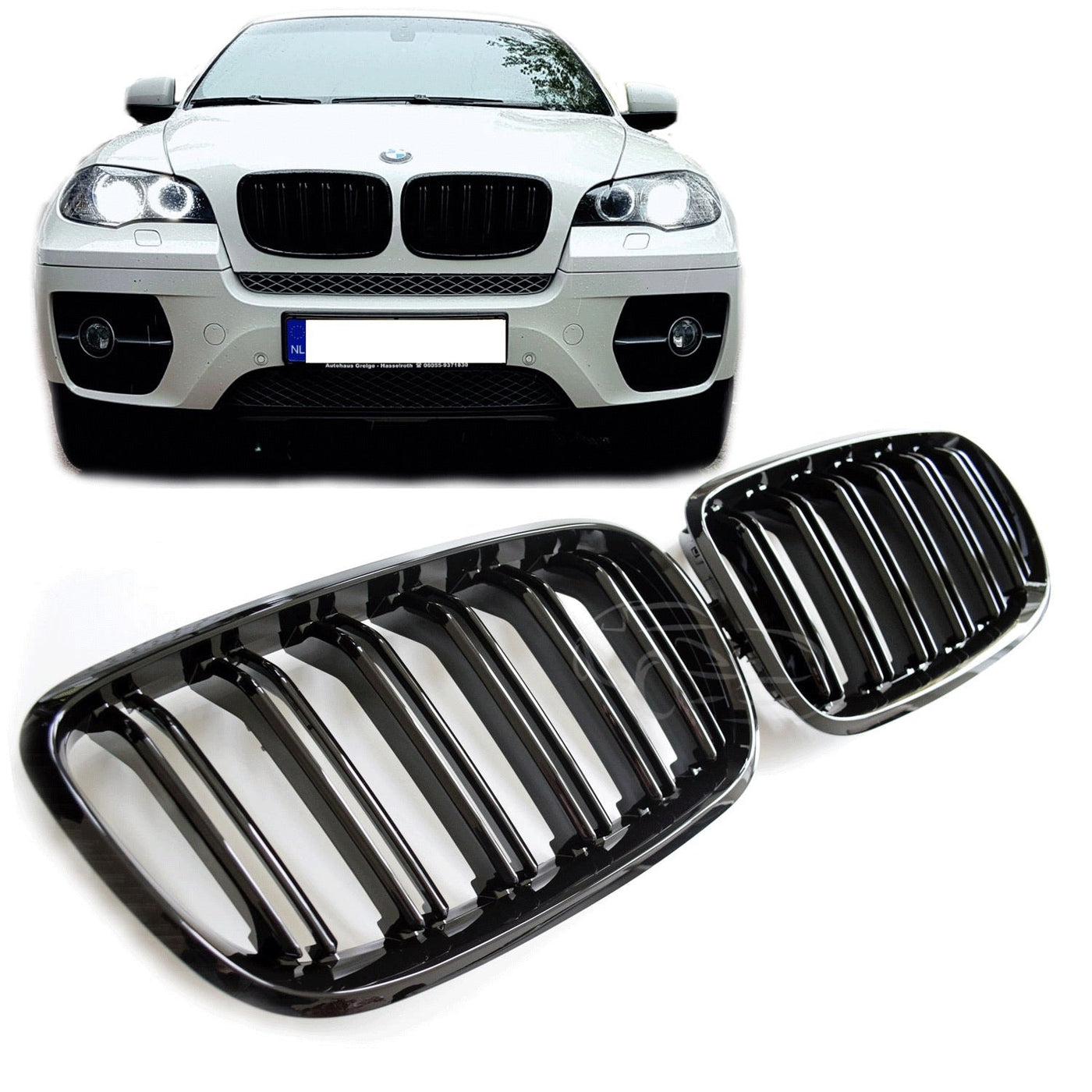 BMW E70 2008 X5 DOUBLE  SLAT GLOSS BLACK GRILLS