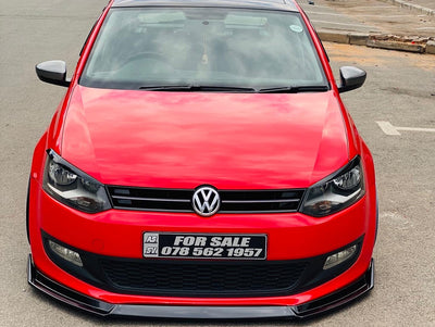 NEW IMPROVED VW POLO 6/ POLO 7 TSI VIVO 3pce NEW PLASTIC GLOSS BLACK FRONT SPOILER