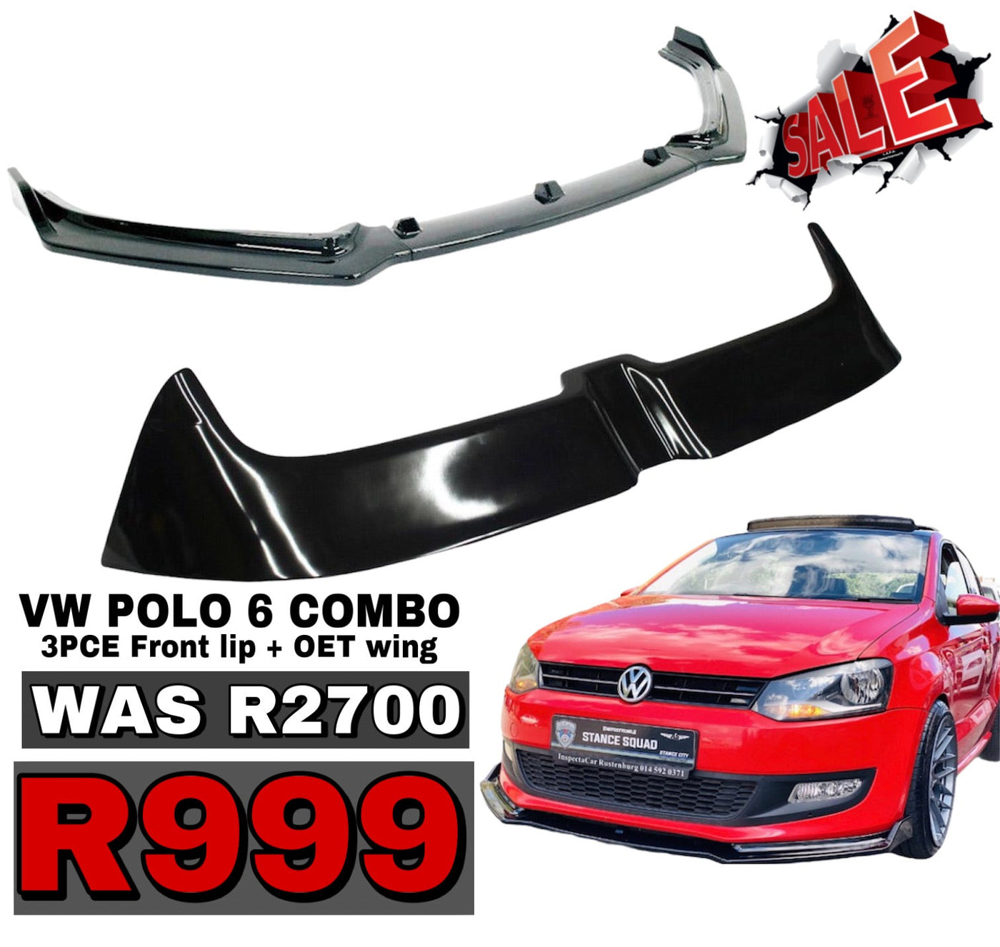 VW POLO 6 COMBO, 3PCE LIP + OET BOOT SPOILER