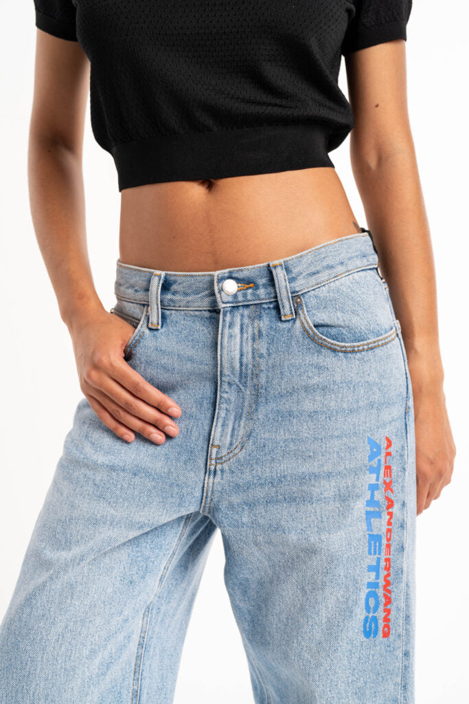 Alexander Wang Mesh Balloon Jean w/ Logo Classic Light Indigo 4DC2254767 468A